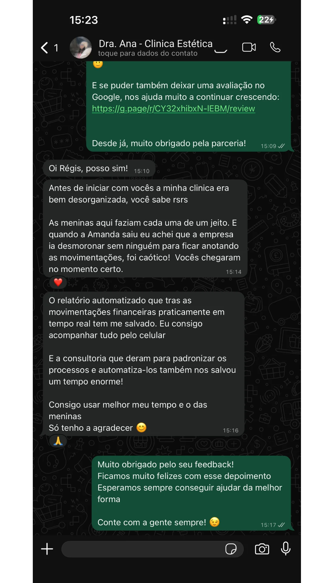 Feedback Clinica Estética